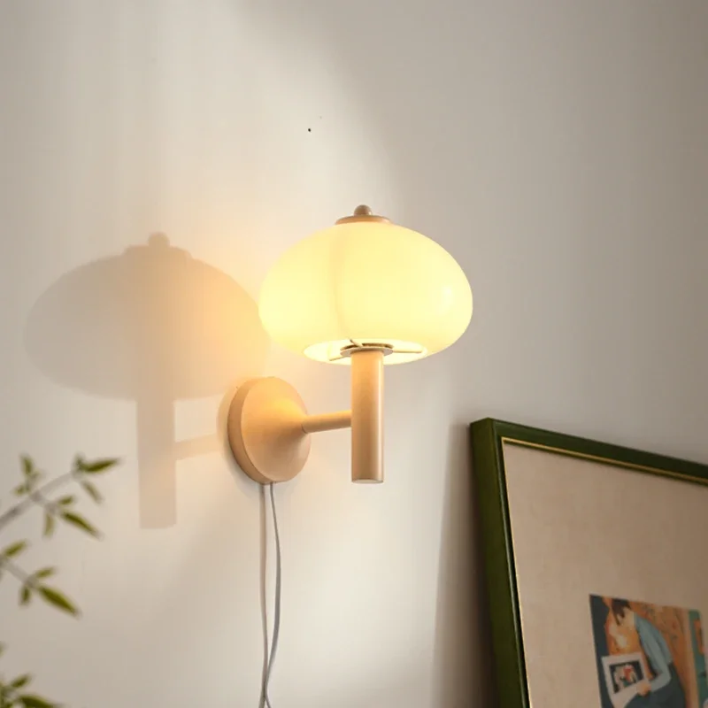 

Mushroom Glass Wall Lamps White Cute Wall Lights Living Room Bedroom Kid's Room Wall Light for Room Decor Fixture LED