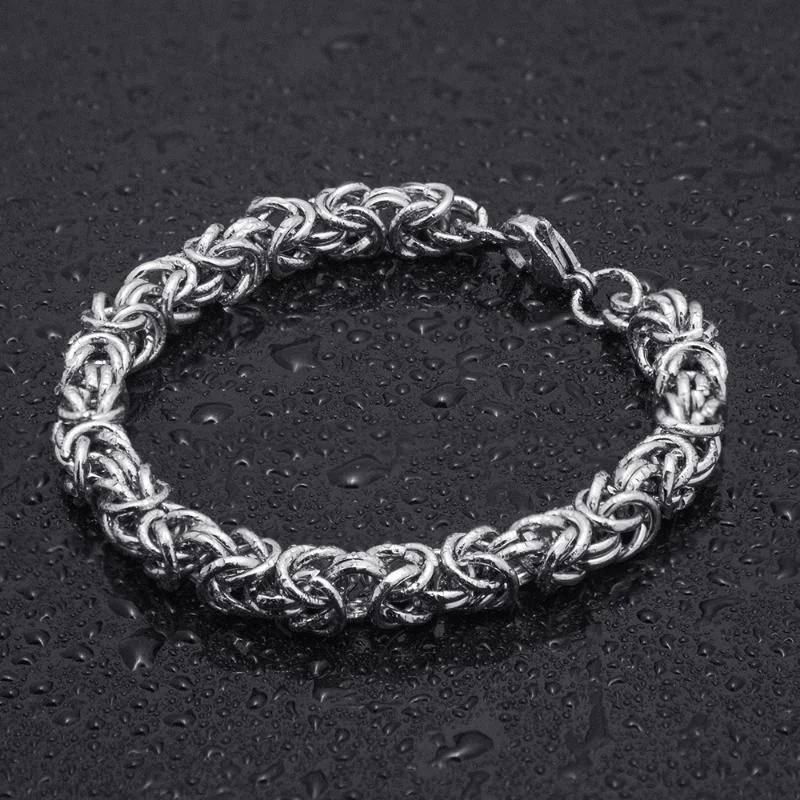 Fashion Men Domineering Titanium Steel Bracelet Handmade Beaded Chain Bracelet Personalized Punk Party Jewelry Pulsera Hombre