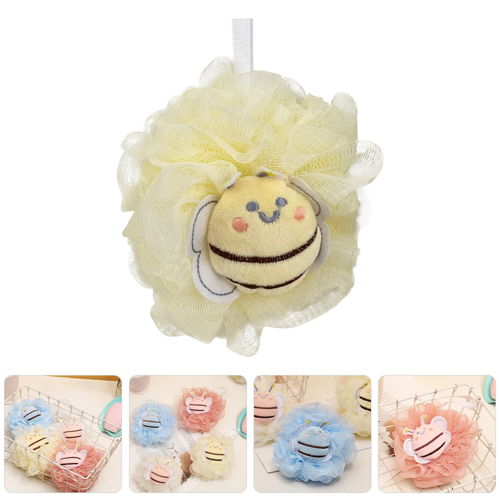 

4pcs Soft Animal Shapes Bath Ball For Toddler Cute Cartoon Design Gentle Shower Loofah Deep Cleansing Rich Bubbles Back