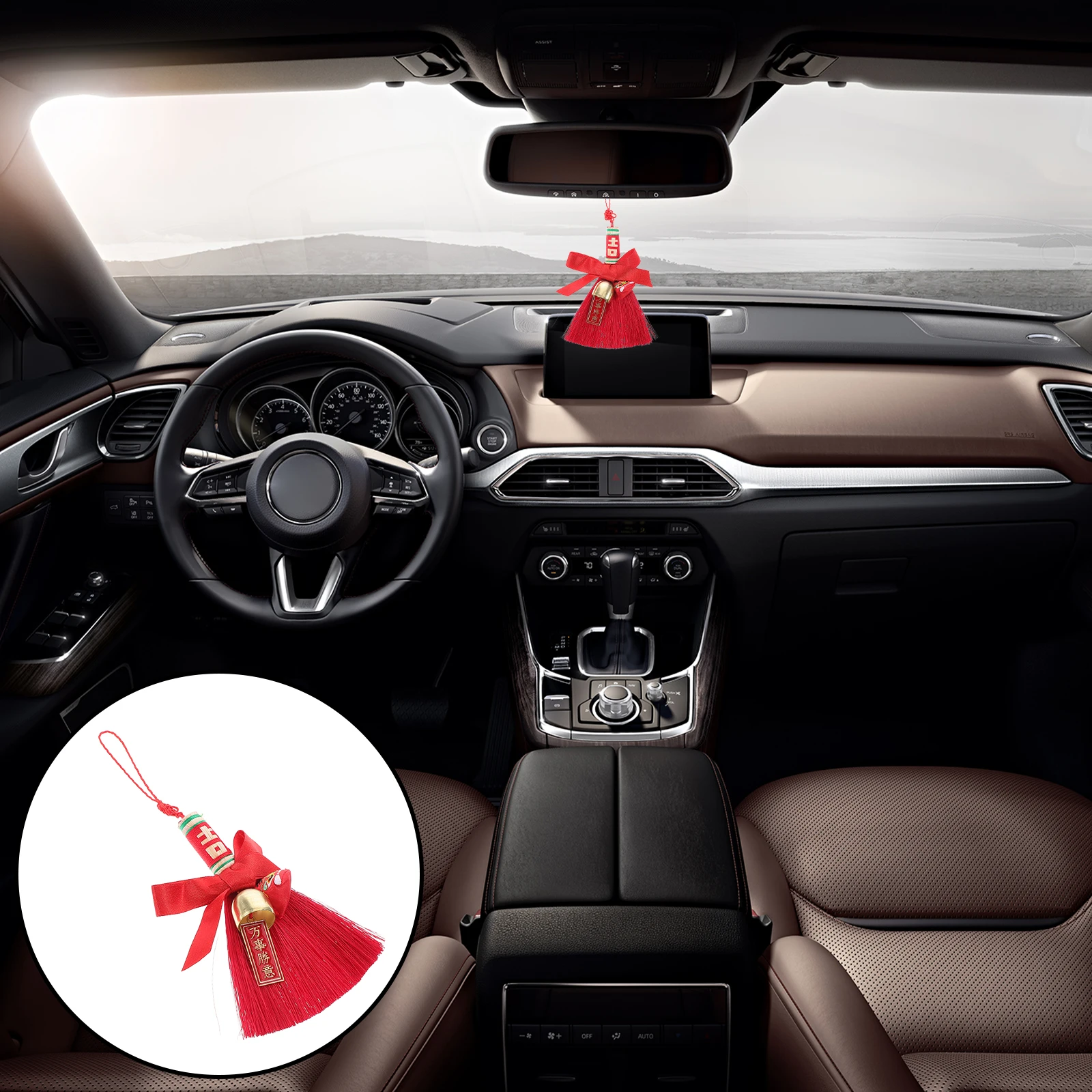 

Cute Accessories For Women Hanging Car Charm Rear View Mirror Decor Car Mirror Accessories Hanging Tassel Door Handle Home