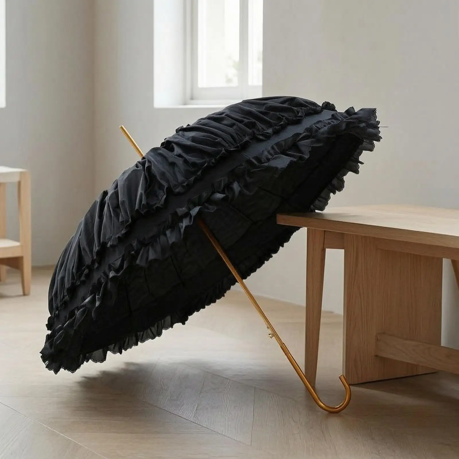 Double-Layer Lace Umbrella Vintage Princess Umbrella Cute Ruffled Sunshade view 6