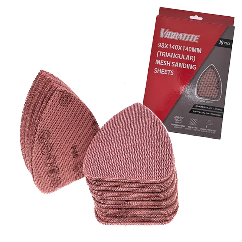 98*140*140MM Mesh Abrasive Sandpaper Kit 10Pcs Assorted Grit 60-1000 Hook and Loop Random Orbital Sander for Car Woodworking