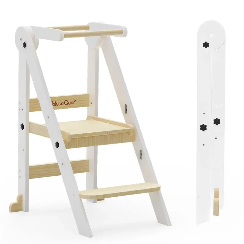Montessori Learning Tower Washing Table Foot Stool Children's Hand Washing Step Stool Foldable Multifunctional Solid Wood