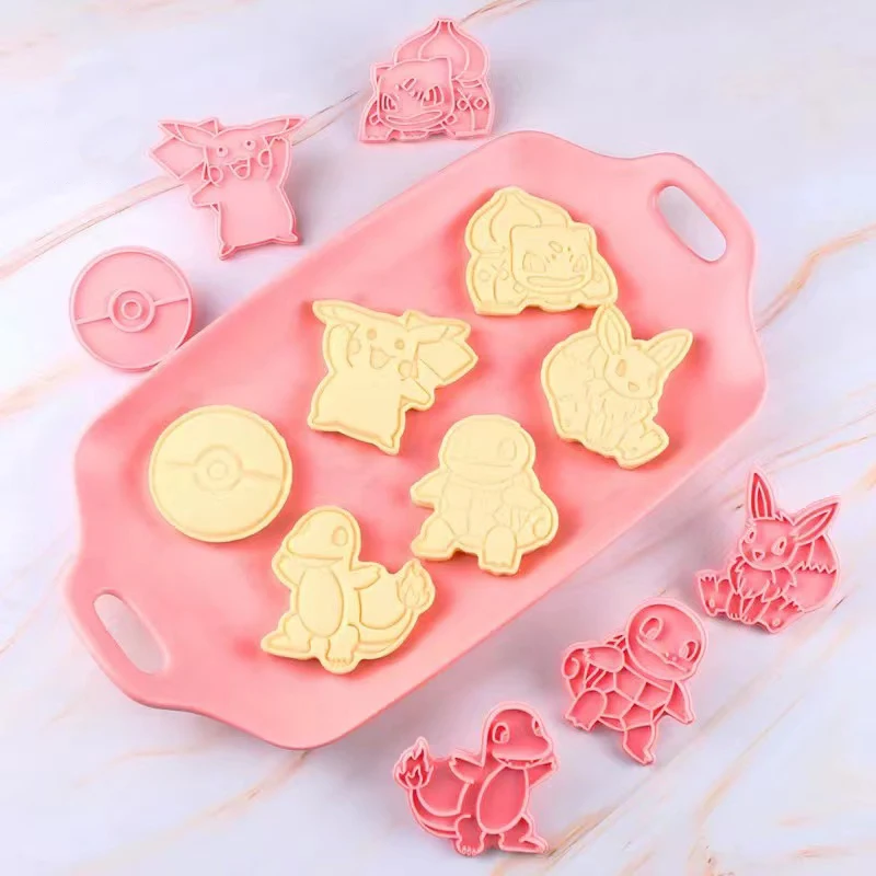 6pcs/Set Pokemon Figures Cookie Cutters Cartoon DIY Bakery Mold Biscuit Press Stamp Embosser Sugar Pasty Cake Mould Toys