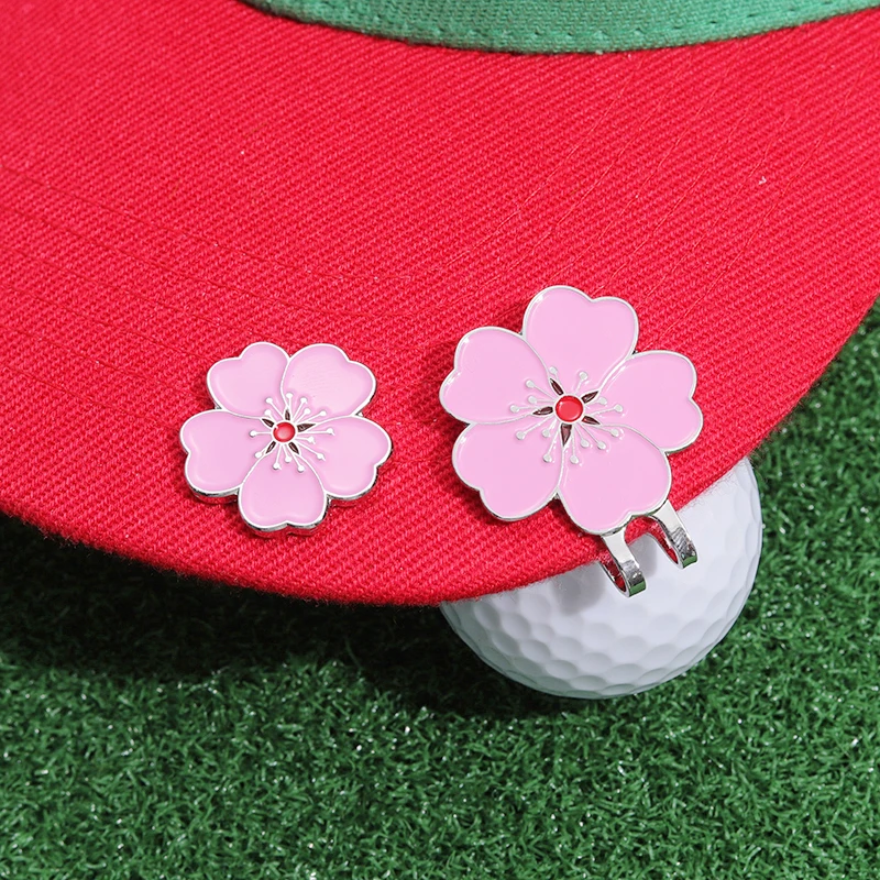 Golf Hat Clip Pink Sakura Metal Magnetic Golf Marker Accessories Baseball Caps Brim Decorative Jewelry Badge Gift for Golfer