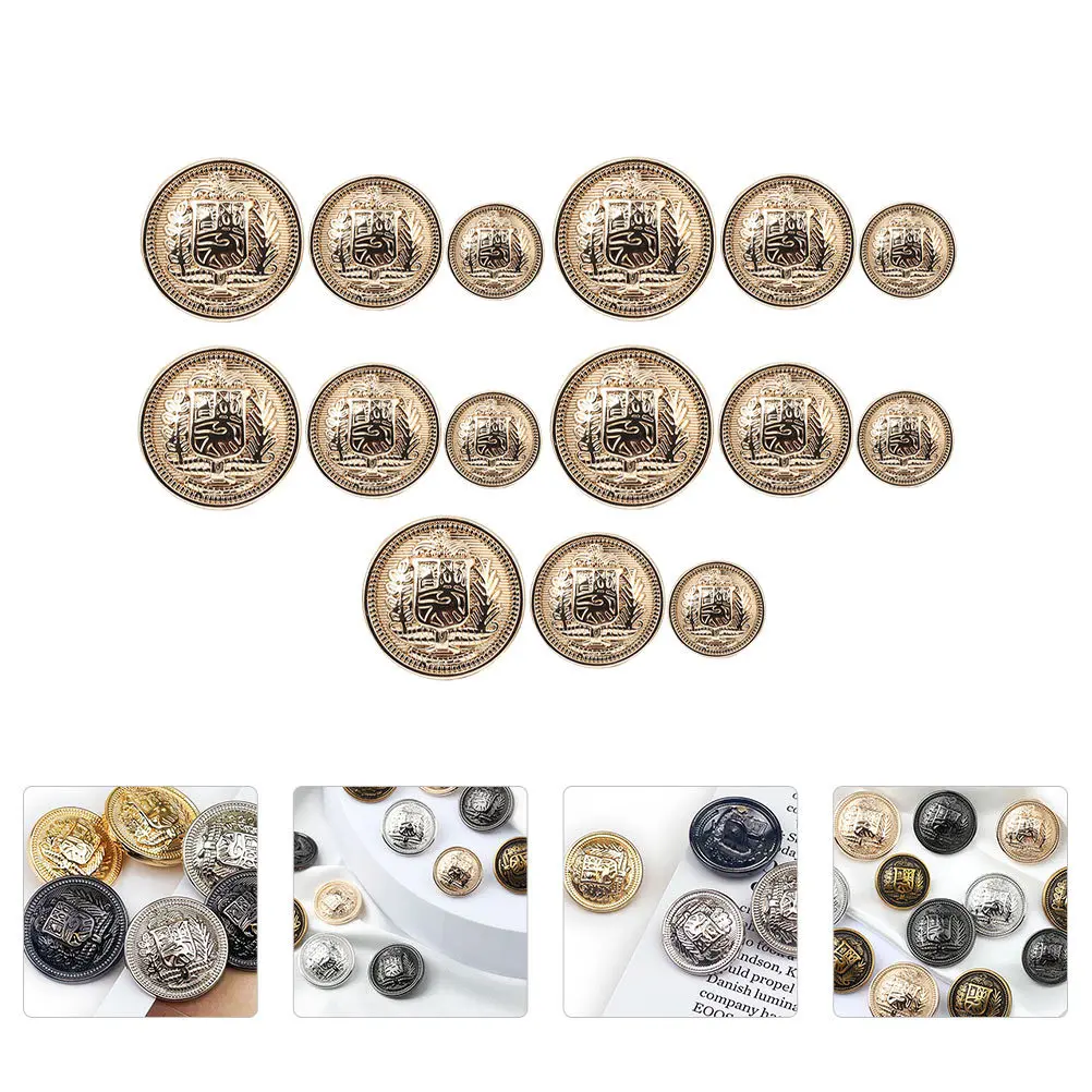 

30Pcs Costume Metal Buttons Unique Shield Pattern DIY Button for Shirt Sweater Coat Windbreaker Clothing Accessory
