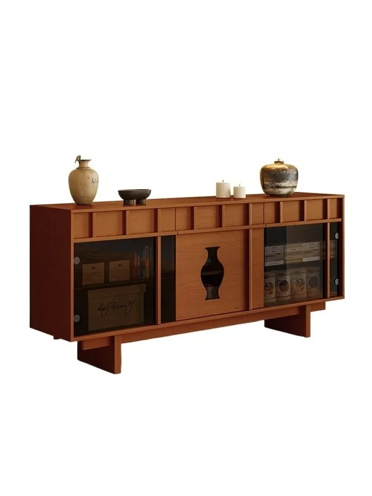 

Retro Style Solid Wood Sideboard Small Apartment Living Room Wall Middle Ancient Tea Storage Cabinet