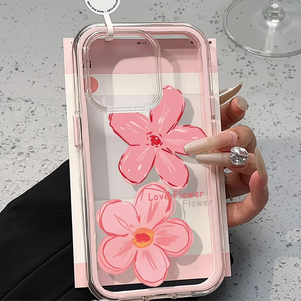 Weiche TPU-Handyhülle mit Blumenmuster in Bonbonfarben für iPhone 13 16 17 Pro Max 11 15 14 12 Air 17promax 2-in-1 Transparente Schutzhülle