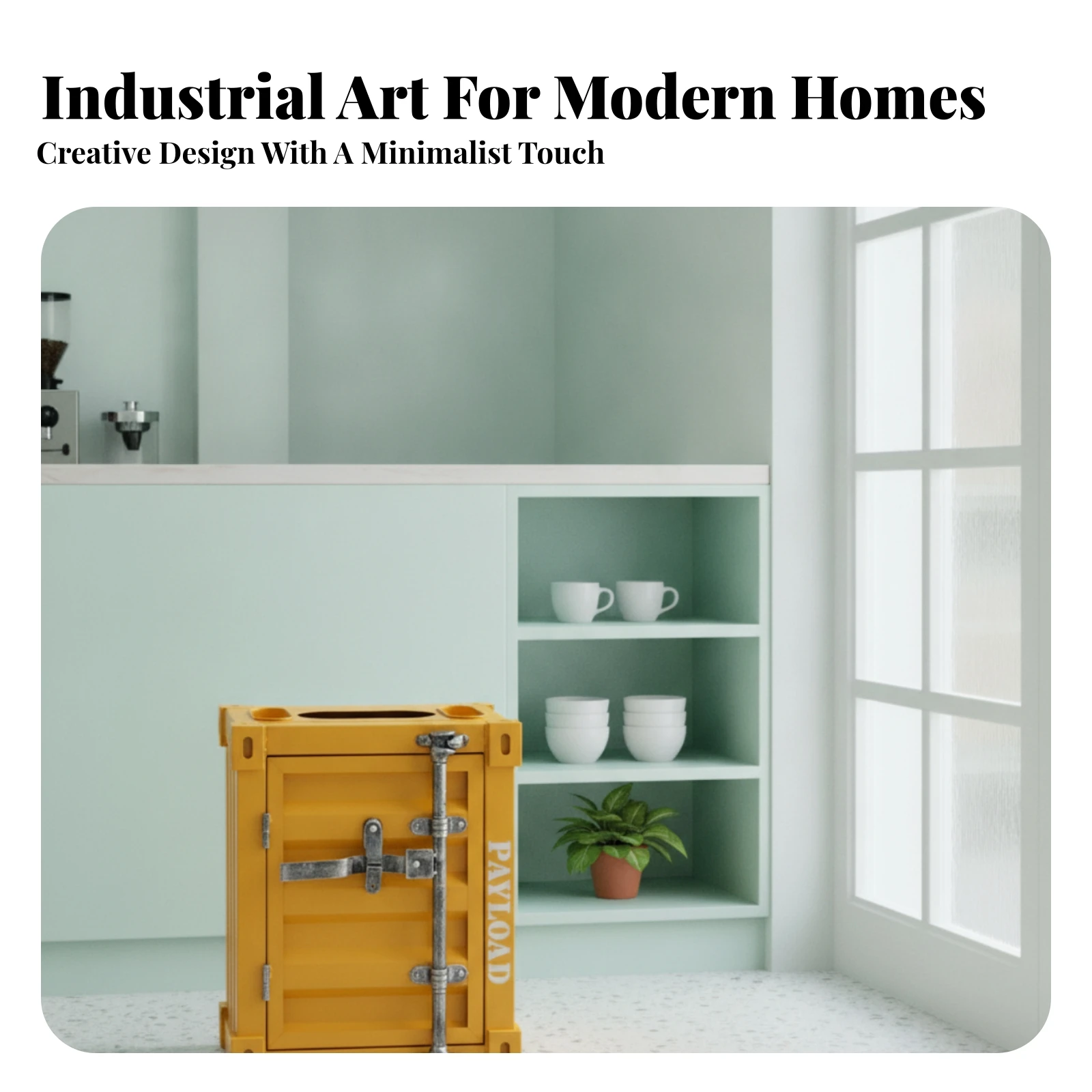 

Shipping Container Trash Bin Decorative Vintage Industrial Trash Bin Metal Garbage Can Raised Paneling