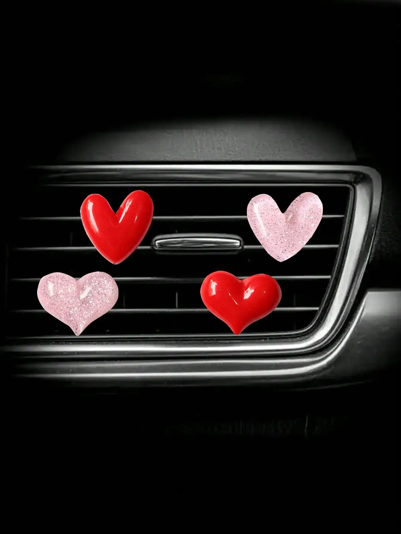 4Pcs Heart Diy Cute Air Vent Car Perfume, Universal Air Vent Air Conditioner Perfume Perfumey, Car Decoration Interior