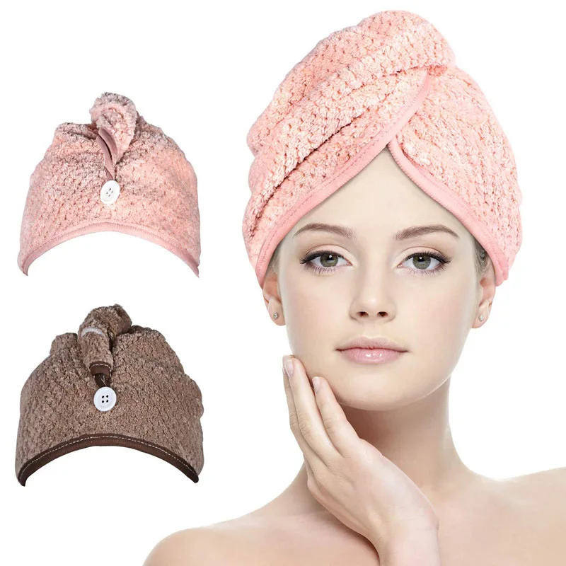 Hair Dry Turban Towel Wraps Solid Color Dry Hair Cap Quick Drying Towel Unisex Soft Bath Head Wraps