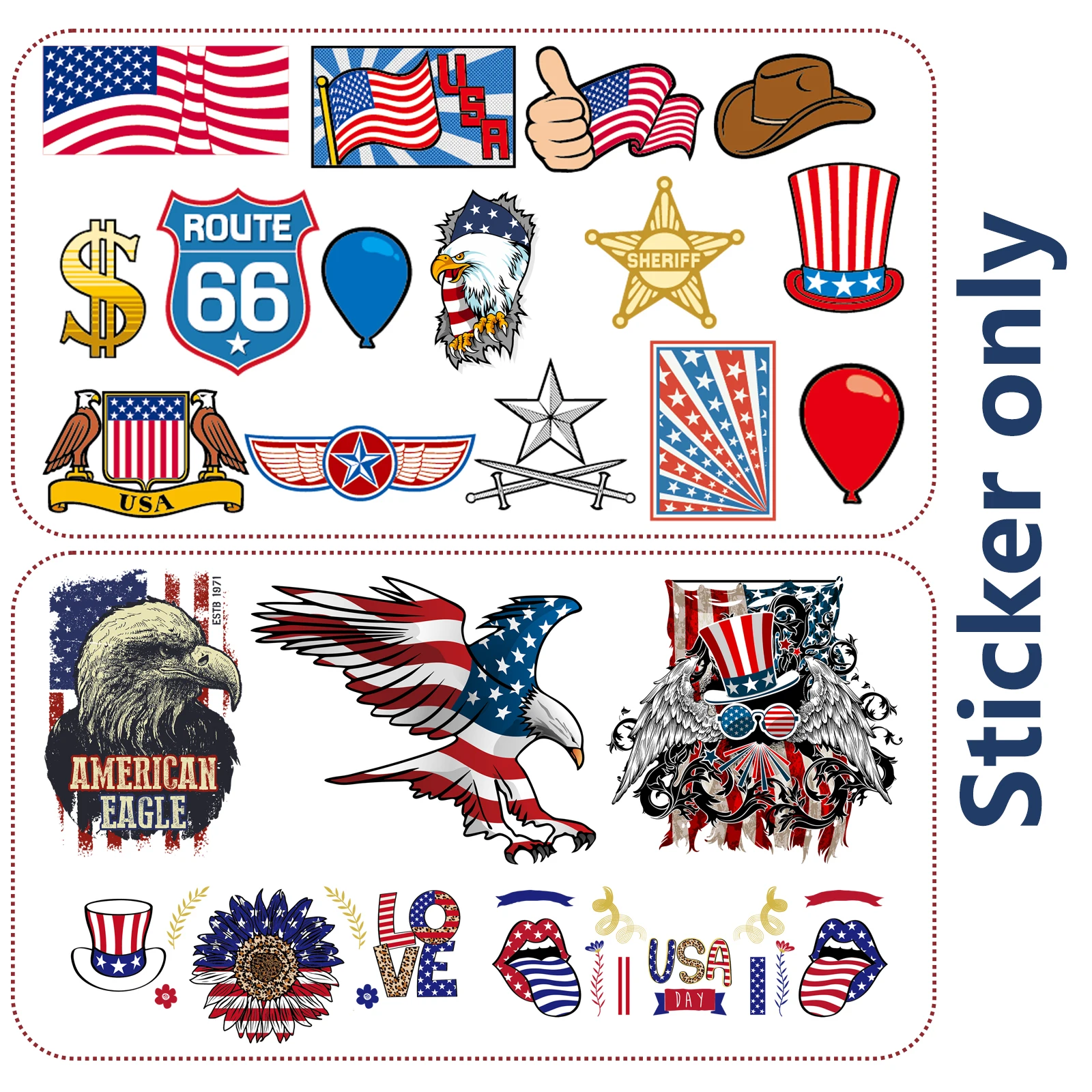 

American Flag Patriotic UV DTF Cup Wraps Bottle Sticker for Glass Libbey Can Bottle Selfadhesive Washable Waterproof DIY Custom