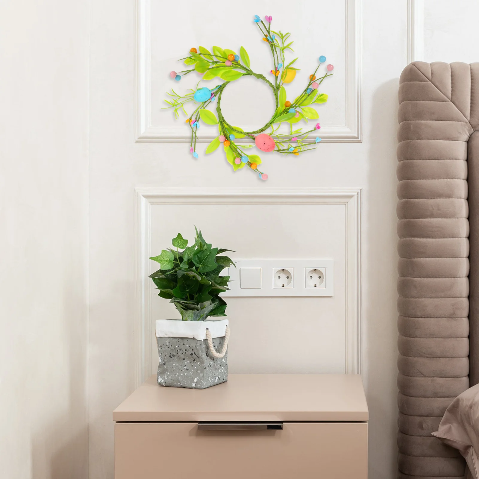 

2pcs Easter Wreaths For Pillars Spring Party Decorations Simulation Egg Garland Table Centerpiece Indoor Home Festival