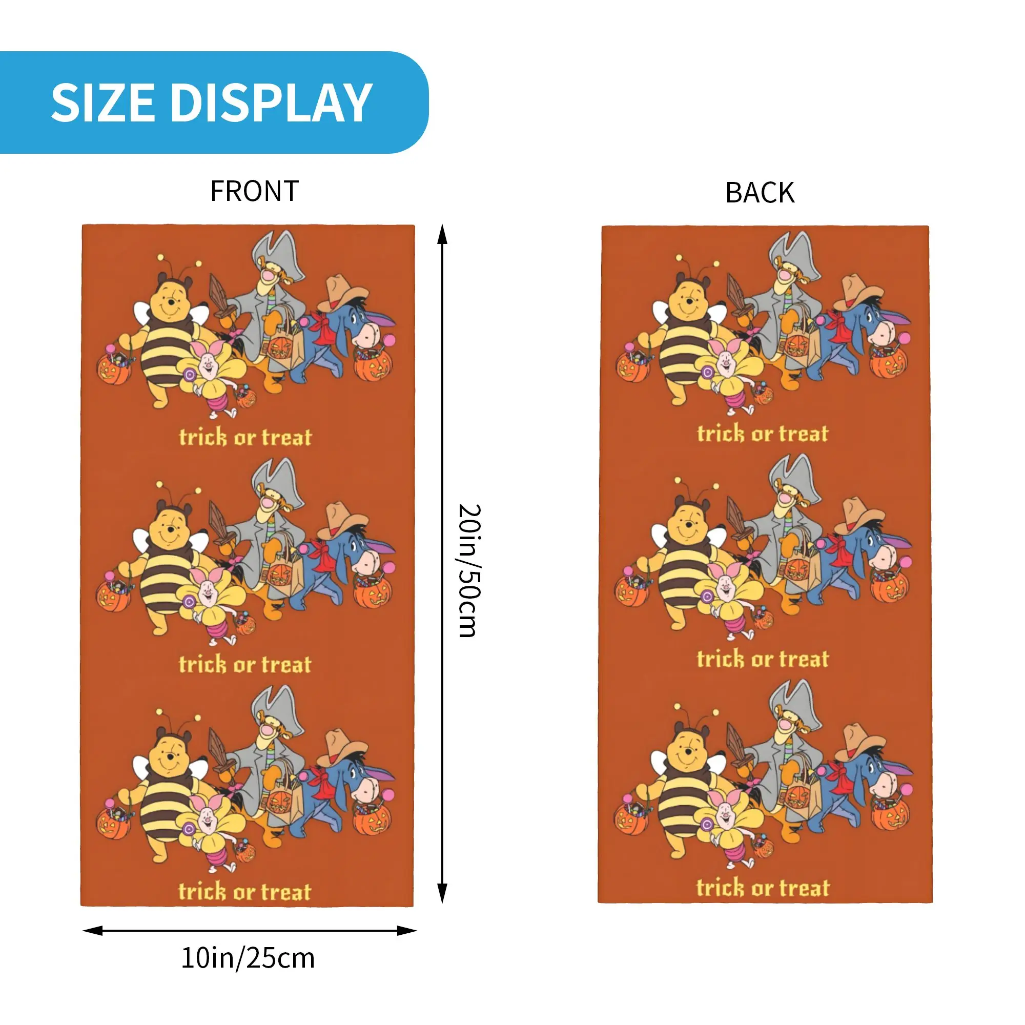 Custom W-Winnie The P-Pooh  Bandana Winter Neck Warmer Windproof Wrap Face Scarf for Hiking Pumpkin Halloween Gaiter Headband