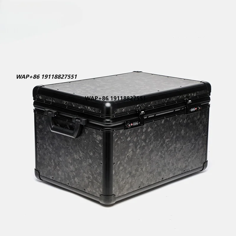 Custom 20-Inch Fingerprint/Password Lock Carbon Fiber Car Storage Organizer Lightweight Trunk Cargo Carrier