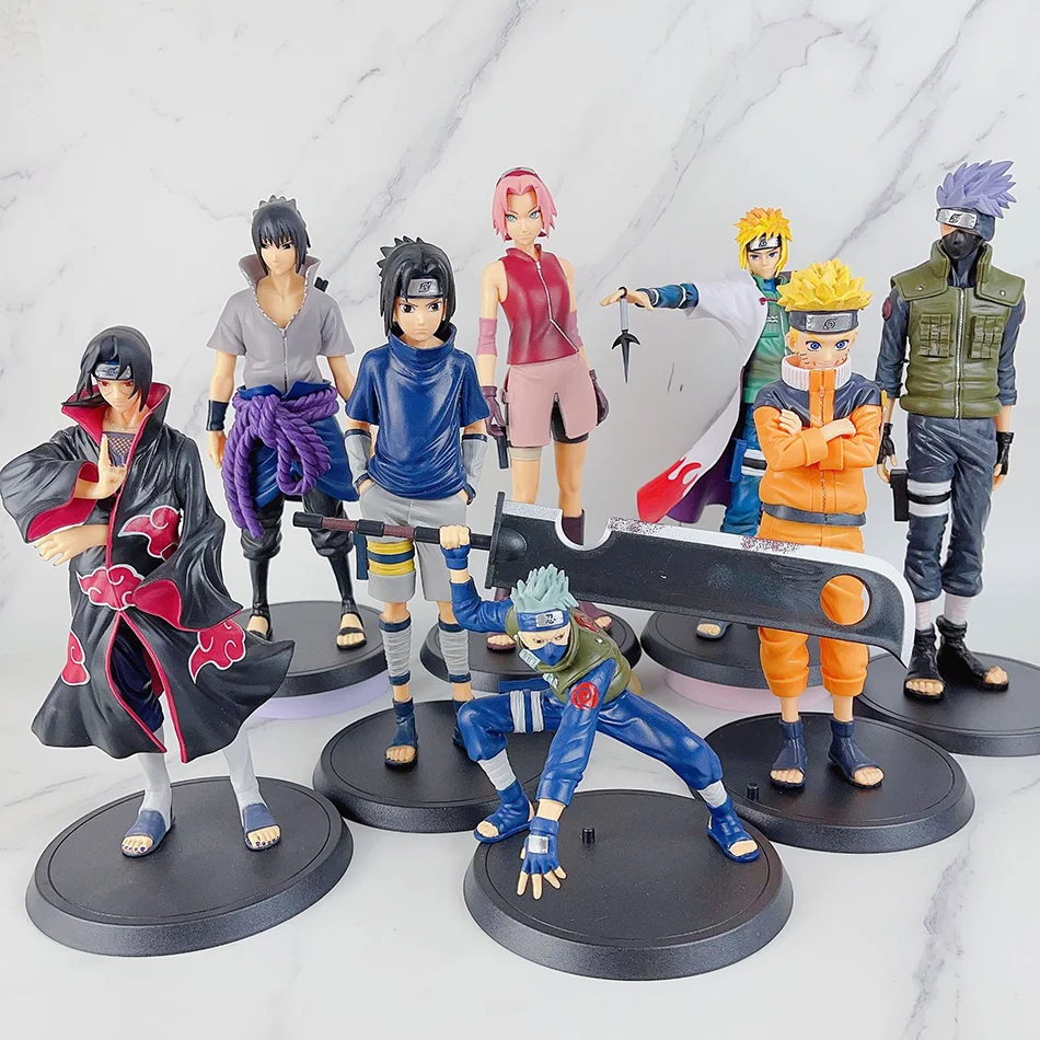 Figurine de dessin animé Bandai Naruto, 20cm, Shippuden Uchiha Sasuke Hatake Kakashi Namikaze Minato, Collection de figurines d'action, modèles de jouets cadeaux