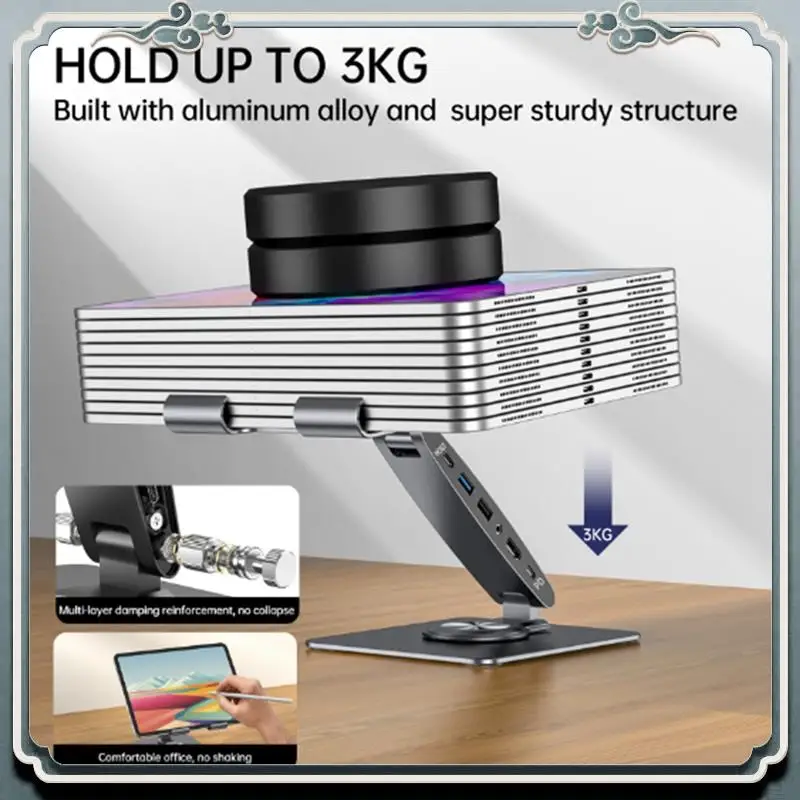 

Premium Tablet Stand Docking Station For Ipad Galaxy Tab Phone Holder With USB Hub -Compatible USB3.0 SD/TF Card Reader
