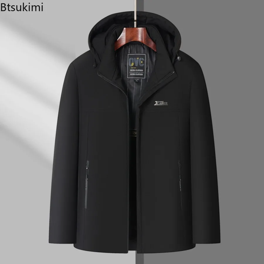 New 2025 Men's Winter Jackets Thicken Fleece-lining Hooded Coats Men Zipper Pockets Warm Parkas Fashion Windbreaker Jackets 5XL