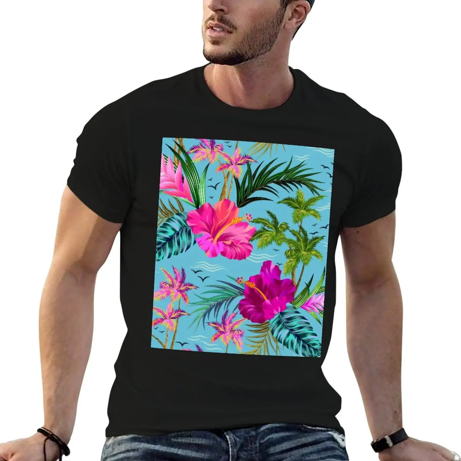 

Hello Hawaii, a stylish retro aloha pattern. T-Shirt quick drying plain customs plus size men clothing