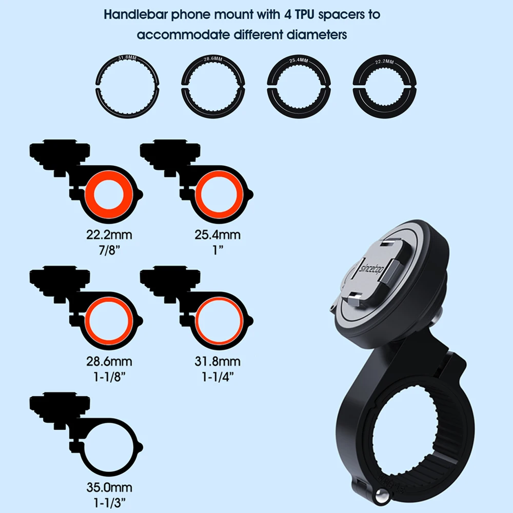 Motorcycle & Bike Phone Mount for iPhone 16 Pro Max/Galaxy S24 Ultra | Heavy Duty Handlebar Holder - Fit for Mountain/Road Bikes