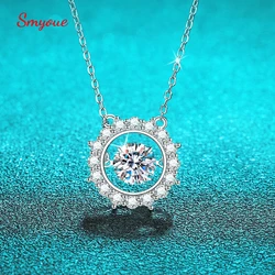 Smyoue 5/6/6.5mm Dancing Stones Zircon/moissanite Necklace for Women Sparkling Lad Diamond Pendant 925 Sterling Silver Wholesale