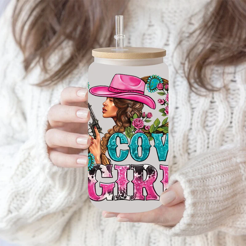 3D UV DTF Transfers Stickers 16oz Cup Wraps Cartoon Cowboy Cowgirl Printed For DIY Glass Ceramic Metal Leather Etc. D15364