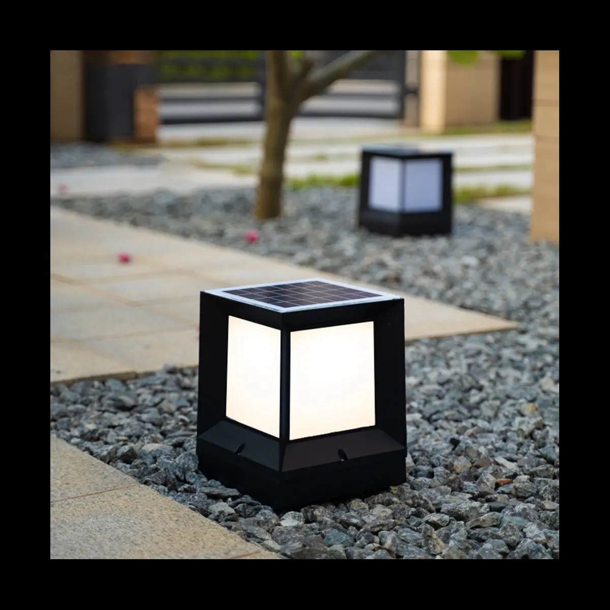 LED عمود الطاقة الشمسية المصباح بالطاقة الشمسية عمود مصباح في الهواء الطلق مقاوم للماء الجدار الخفيفة لحديقة المناظر الطبيعية في الفناء 15 سنتيمتر #6