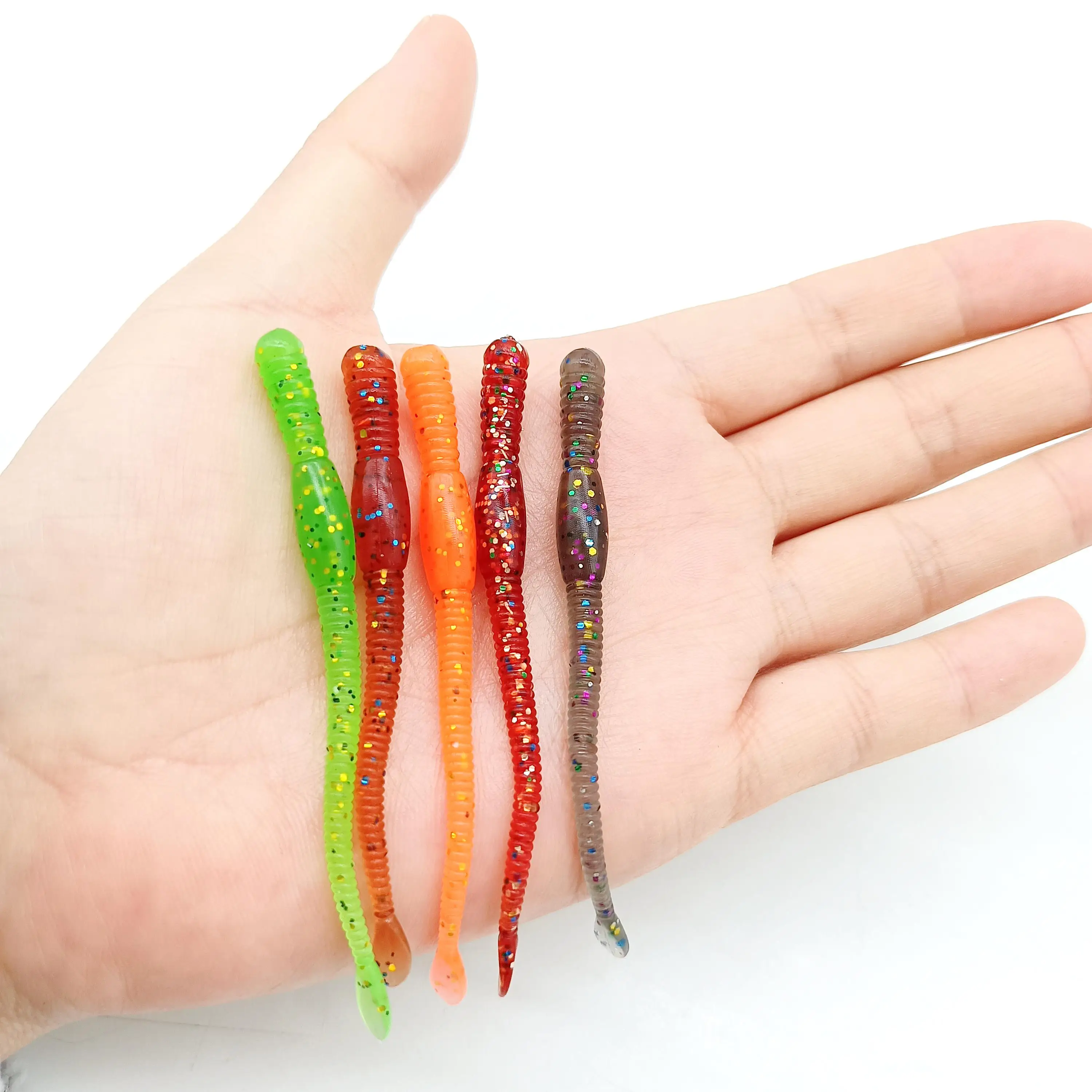 DUODUOYU 8PCS Simulazione lombrico Fsihing Esche 1.1g/70mm Noodle Verme PVC Esche Artificiali Esca Morbida Diving Attrezzatura da pesca