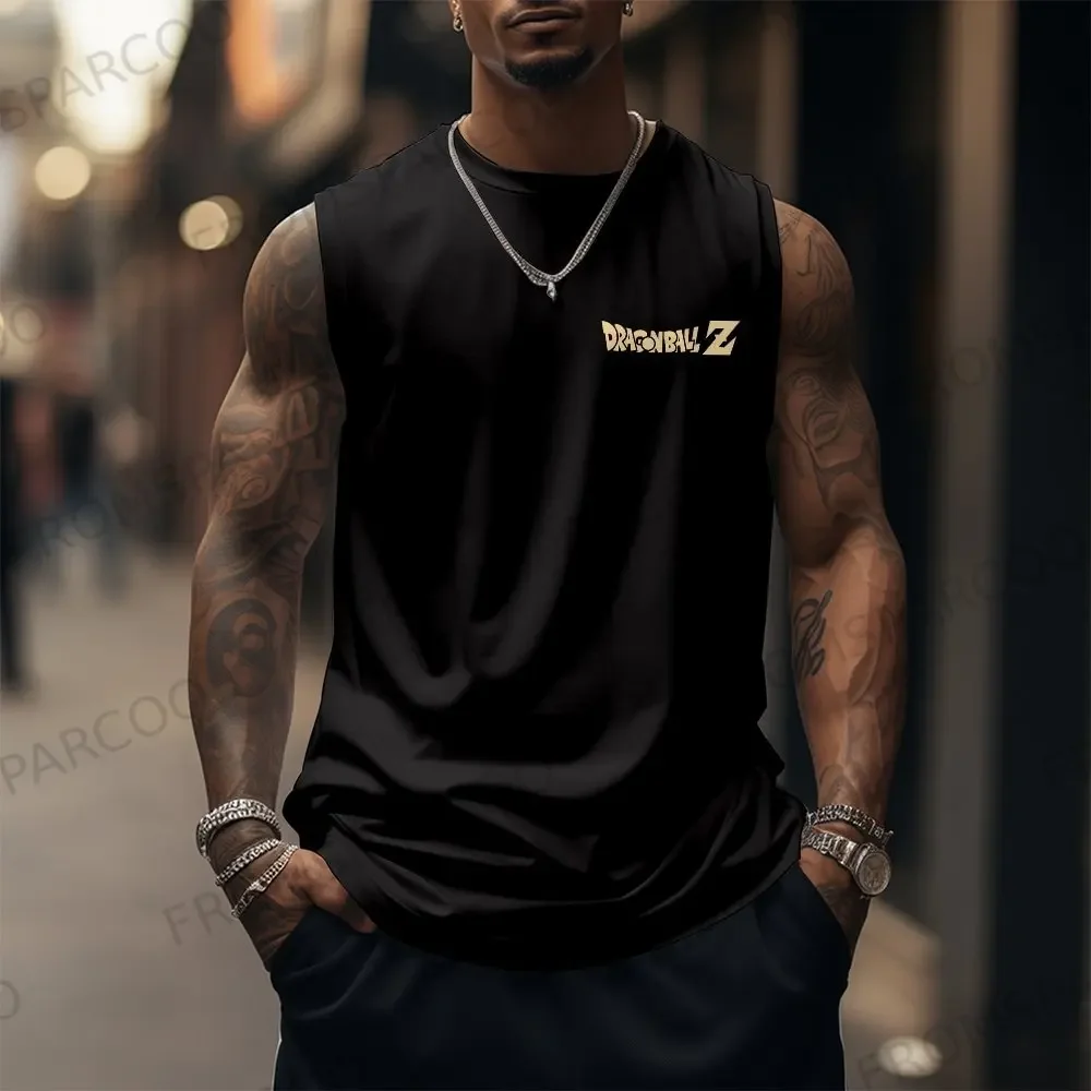 Dragon Ball Anime Goku Peripheral Printed Pure Cotton Tank Top 2025 Gym Sportswear Casual Men Loose Summer Fashion Vest Topins