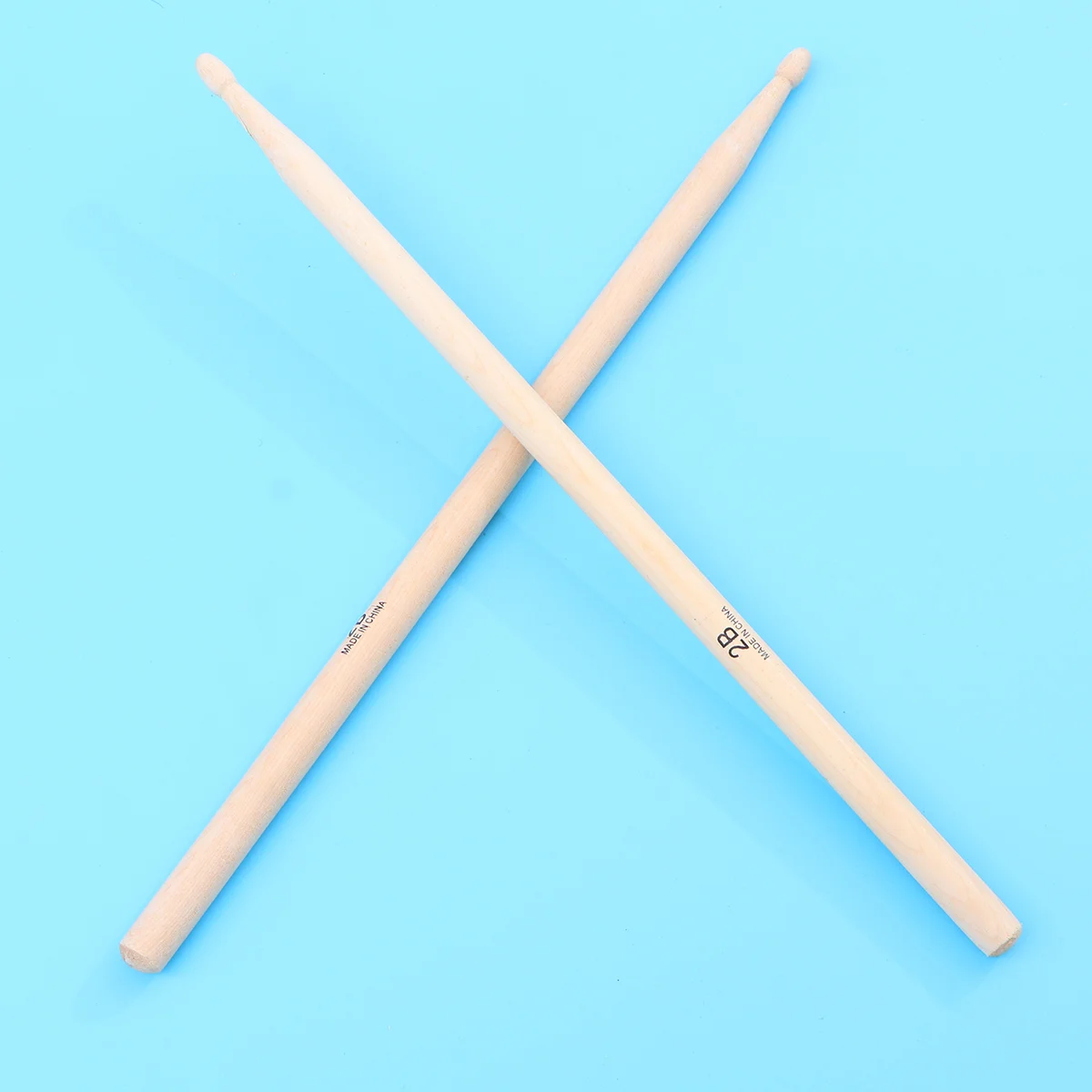 Pair of Heavy Wooden 2B Drumsticks Drum Sticks Wood Color Fuller Sound Highly Durable Music Performance