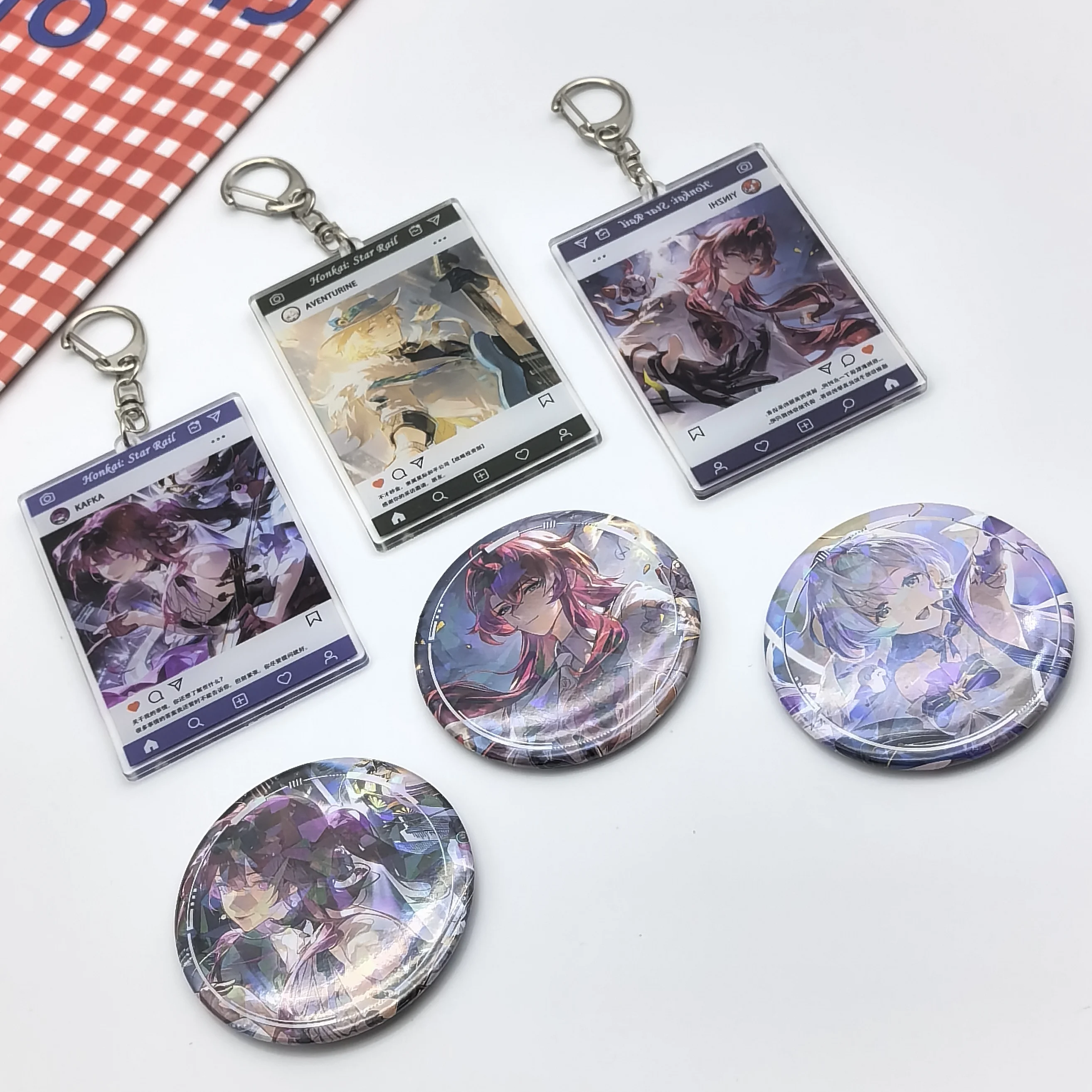 1Pc Anime Game Honkai: Star Rail Aventurine Robin Concert Series Keychain Men Women Badge Brooch Beautiful Pendant Collectibles