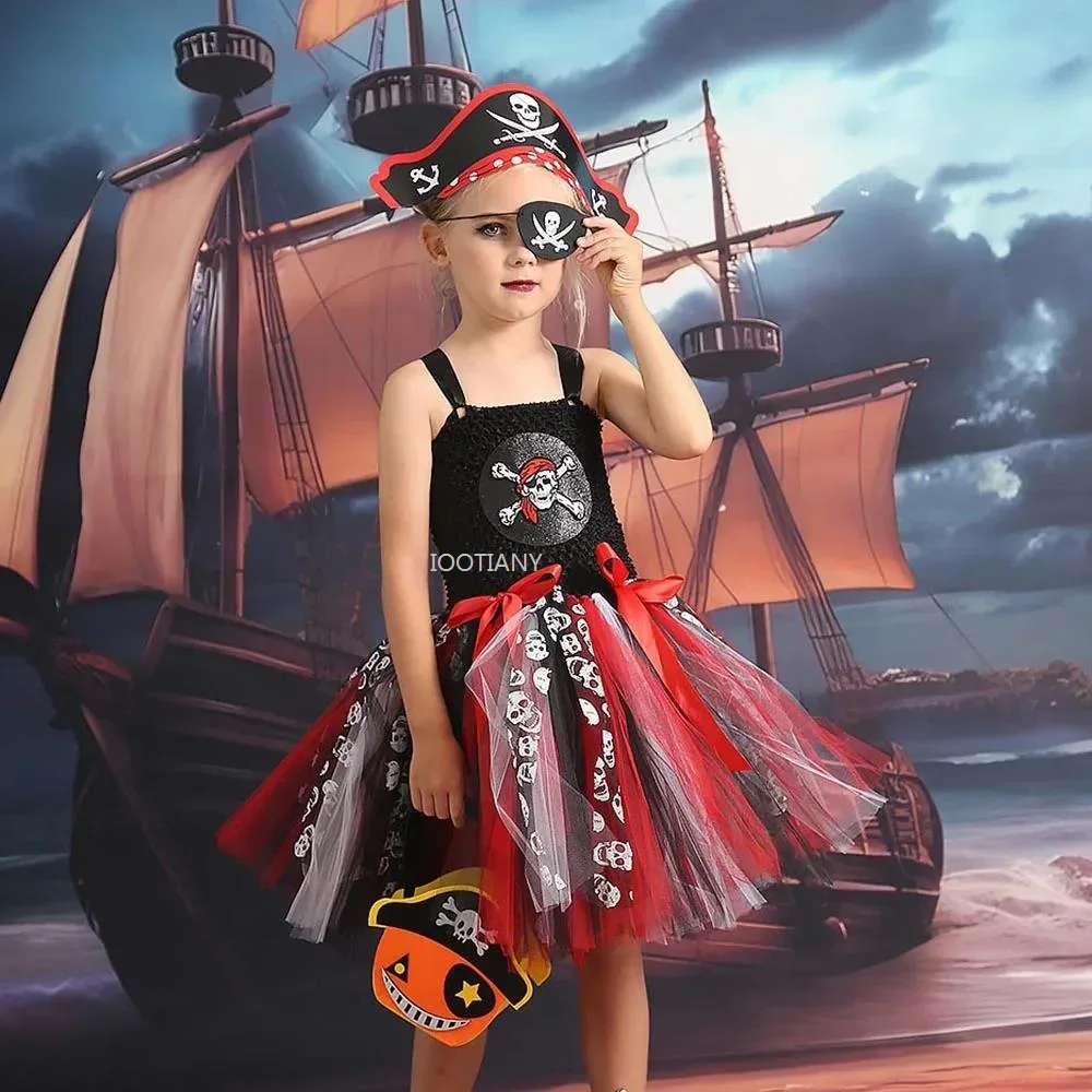 

CosplayPirates Of The Caribbean Role-play Tutu Skirt Fearless Pirate Costume For Girls Pirate Captain Party Set