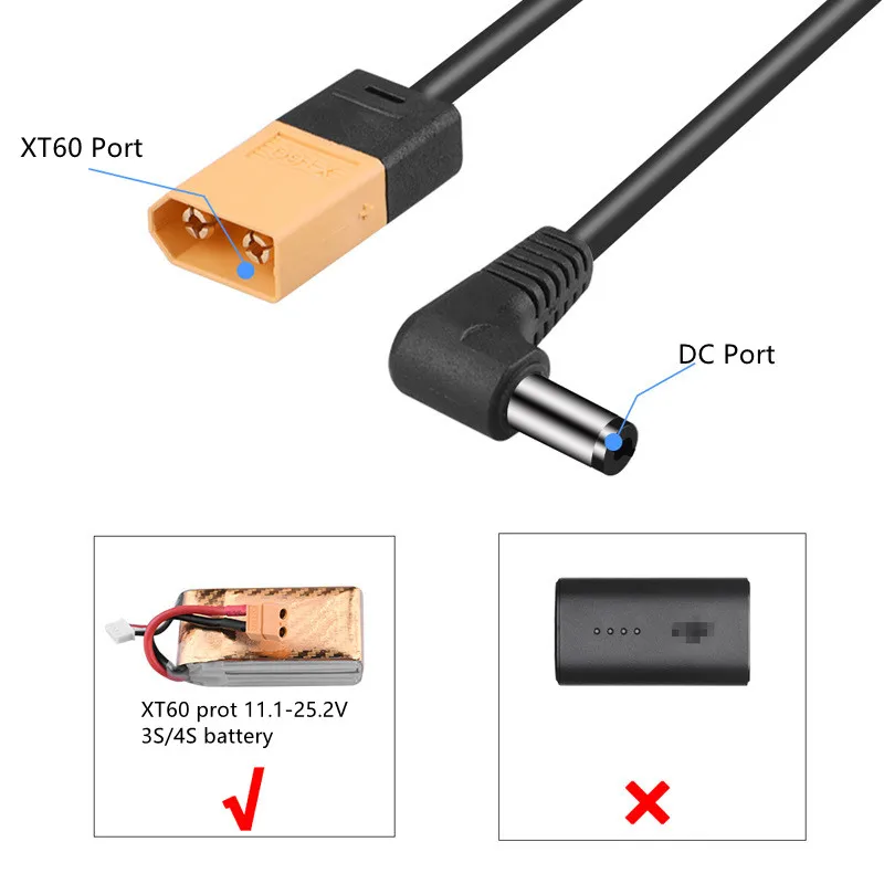 FPV تحلق نظارات V2 كابل البطارية XT60 كابل 11.1-25.2 فولت 3S 4S بطارية الناتج الطاقة ل DJI FPV / DJI AVATA ملحقات طائرة بدون طيار