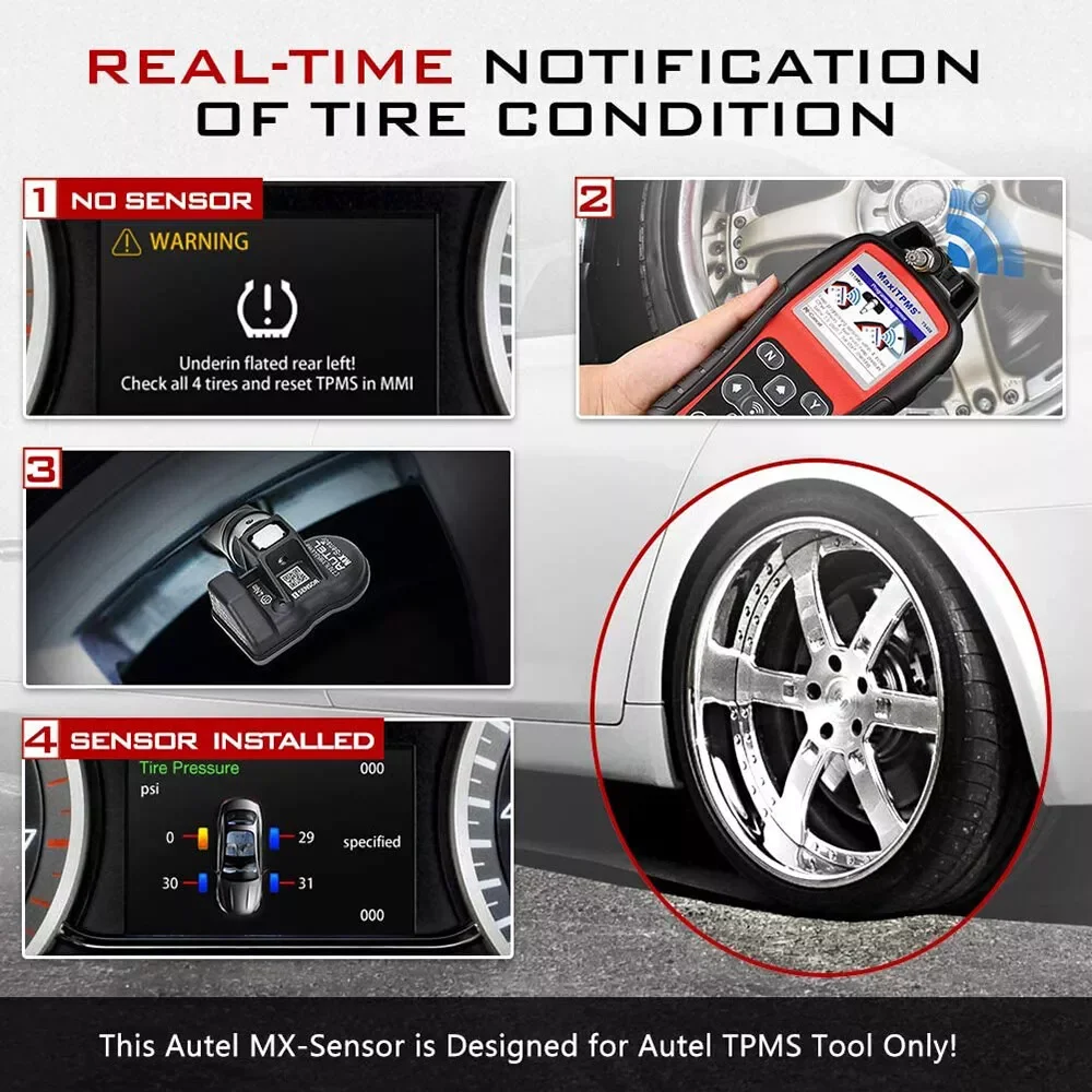 Autel mx sensor 433 315mhz tpms sensor ferramentas de reparo de pneus scanner maxtpms almofada monitor de pressão dos pneus testador programação mx-sensor