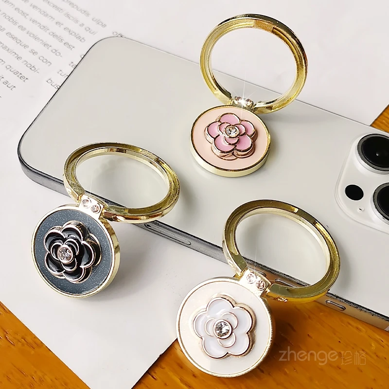 

‌New Rhinestone Camellia Phone Ring - Lazy Bracket for Video Watching‌