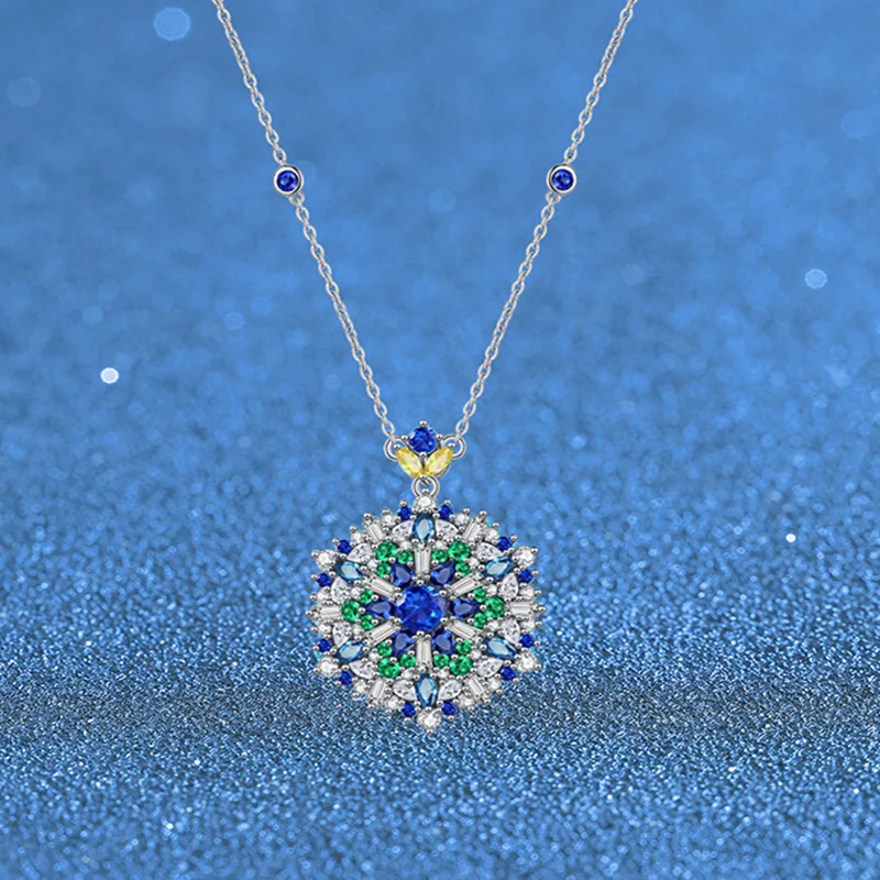 

Hairui Same Candy Series PT950 Платиновое ожерелье с искусственным сапфиром, женское ожерелье с полным бриллиантовым камнем