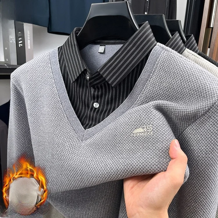 

Мужской зимний вязаный свитер Thiened Fce на подкладке, повседневный двухслойный вид, теплая удобная трикотажная основа irt