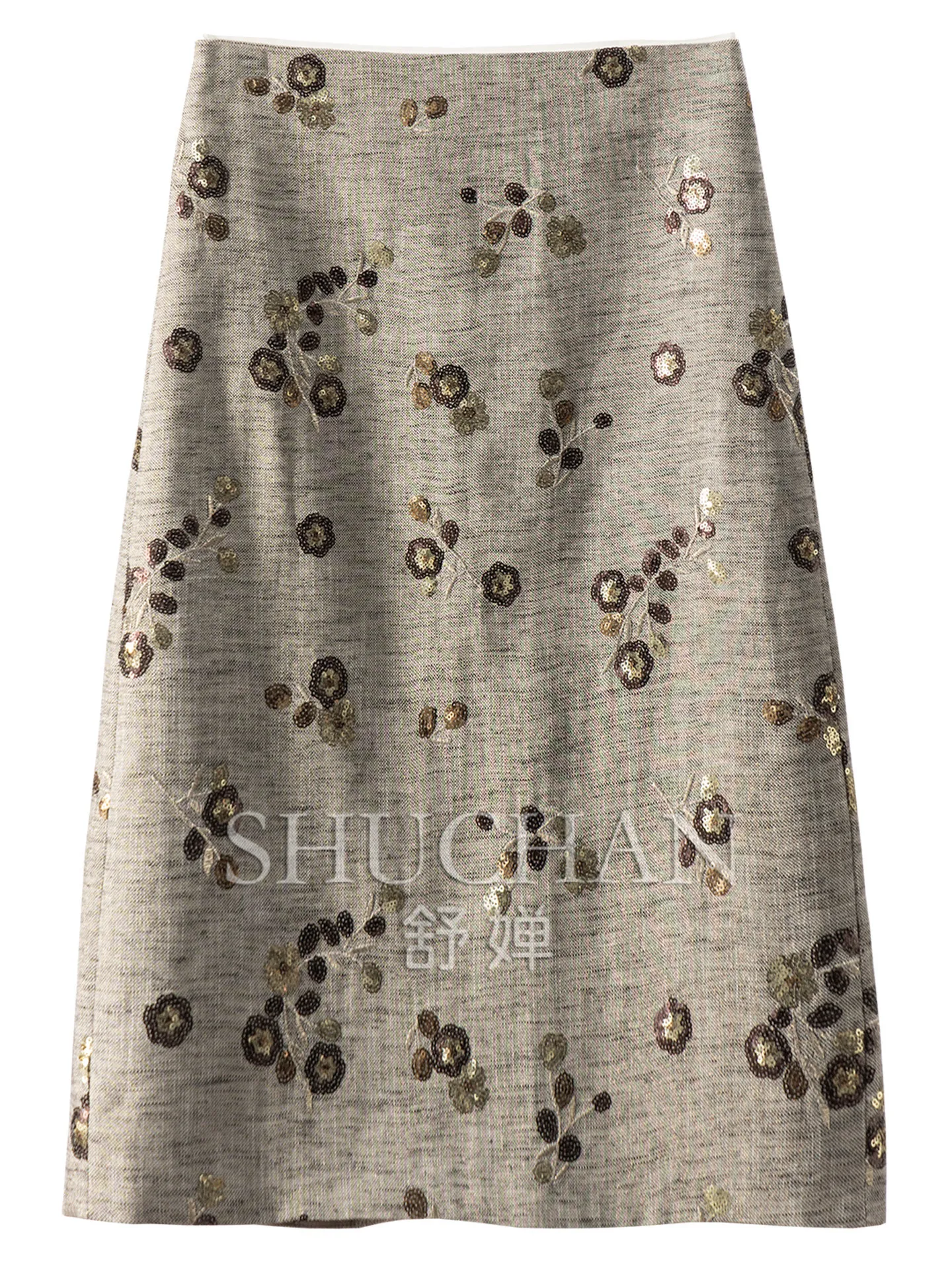 

Skirt Gentle and Penny-level Industry Sequined Embroidery Gold Silk Micro-hip Skirt Women 22M1