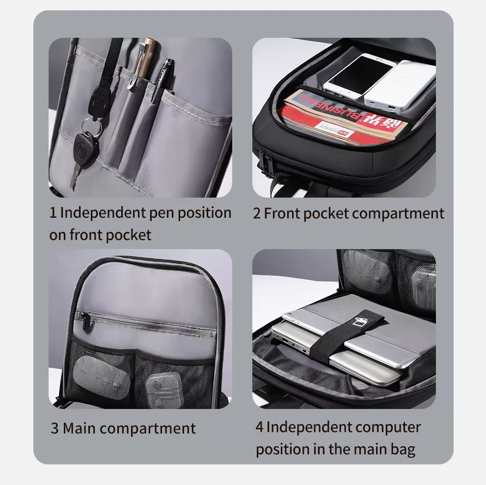 HK High-Quality Business Commuter Backpack Expandable Waterproof Laptop Backpack Men’s Large-Capacity Business Travel Backpack