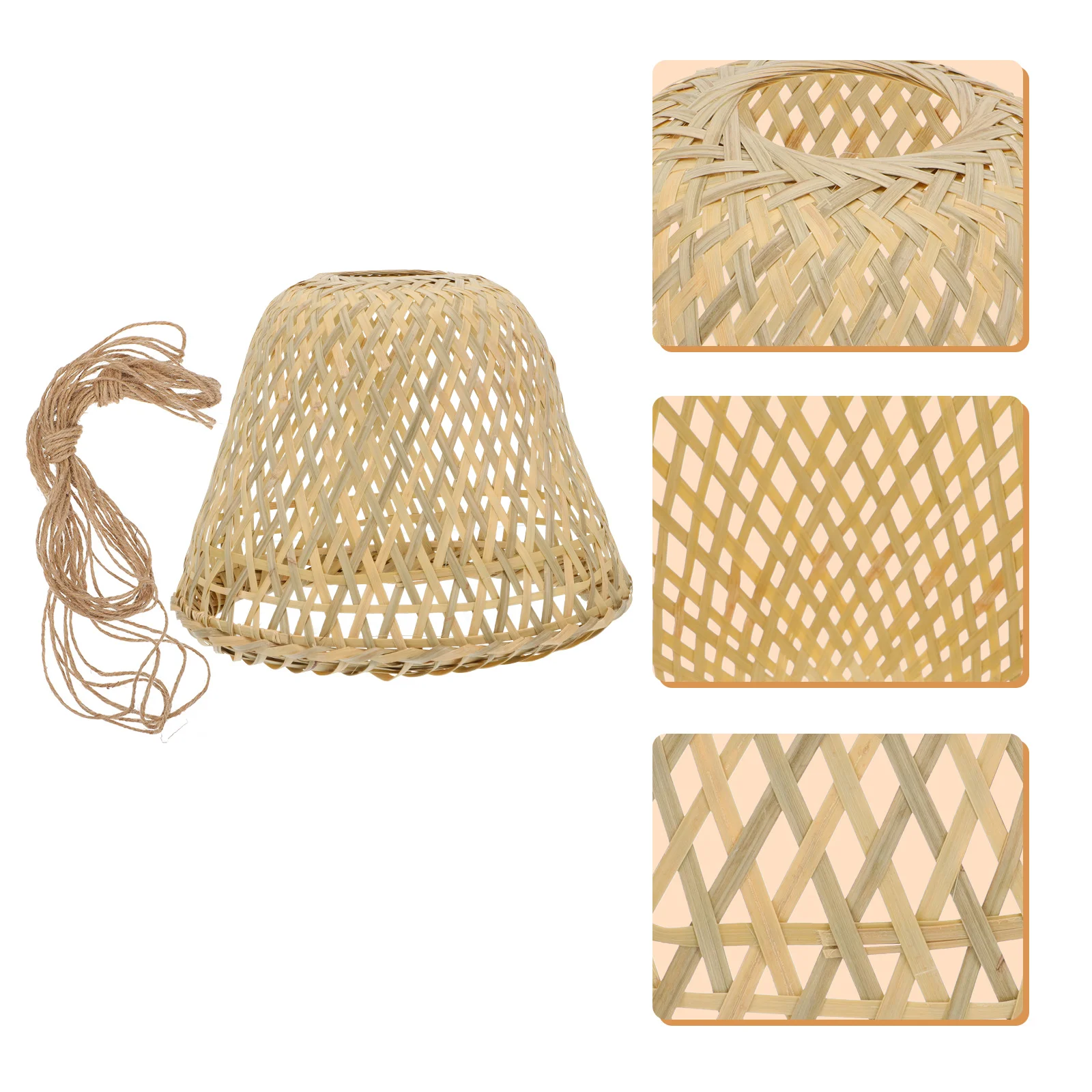 Lamps for Living Room Bamboo Lampshade Mini Chandelier Fall to The Ground Home Wicker Stick Holder