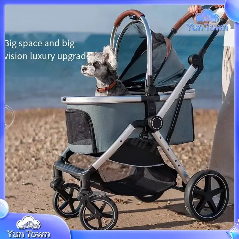 2026 One-Click Foldable Pet Stroller for Dogs and Cats Lightweight Portable Pet Carrier for Outdoor Travel Mall Shopping Pet