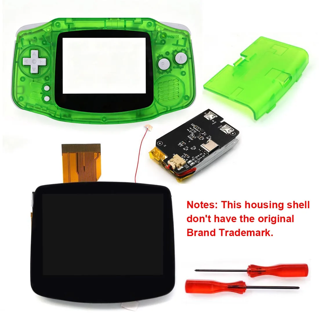 HISPEEDIDO Rechargeable for GBA V5 IPS HD 720x480 Drop-in Screen Kits No welding required Desaturation FRM OSD w/Shell image 3