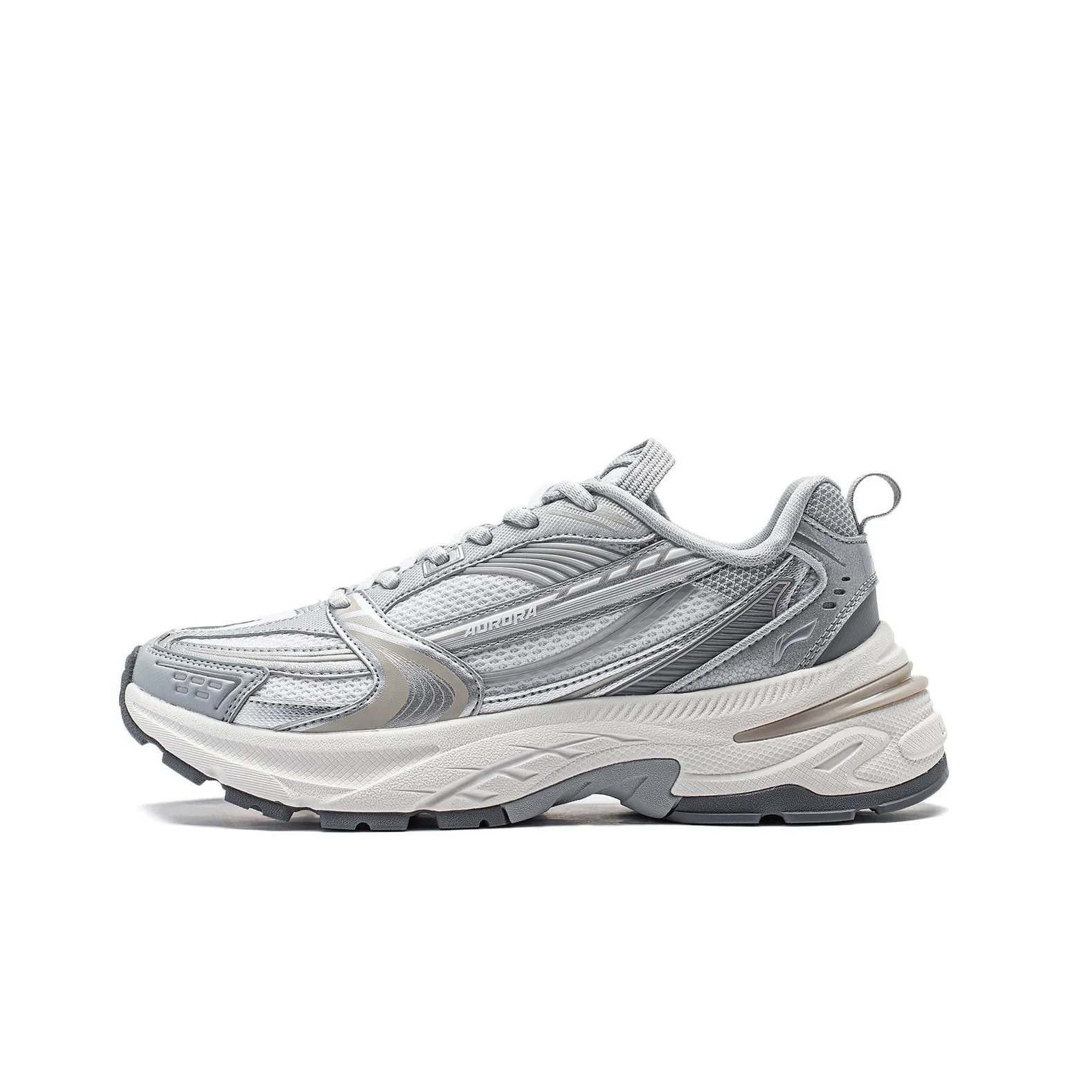 Li Ning Aurora 2K V2 Cushioning Slip Resistant Abrasion Resistant Support Low top Casual Shoes Women's Silver White AGCU026-1