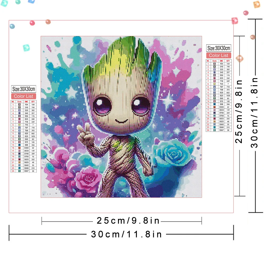 Disney Diamond Embroidery Stitch Groot Beauty And The Beast Mosaic Wall Stickers Cartoon Painting New Arrival Garden Decorations