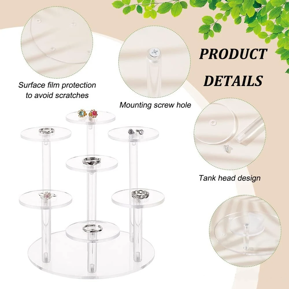 Acrylic Transparent Round Jewelry Display Stand Storage for Jewelry Ring Bracelet Cupcake Perfume Doll Organizer Shelf