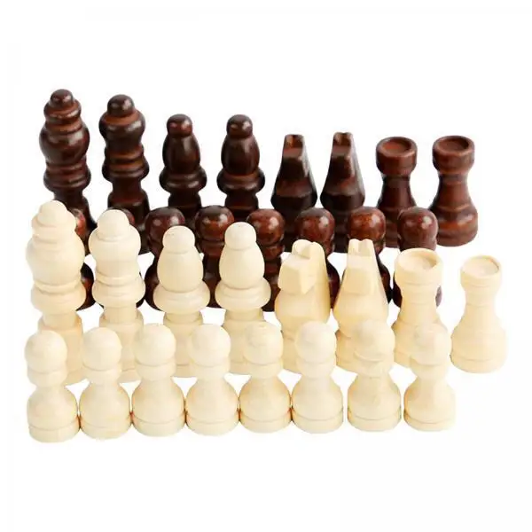 Wooden Chess Pieces Set Puzzle Game Equipment Chess Pawns Classic Board Accessories for Beginners