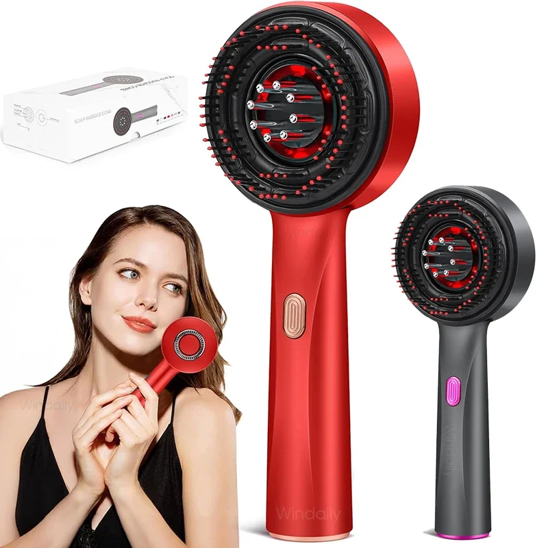Electric Massage Comb Vibration Red Light Therapy Hair Growth Massage Scalp Brush Anti Hair Loss Liquid Oil Applicator