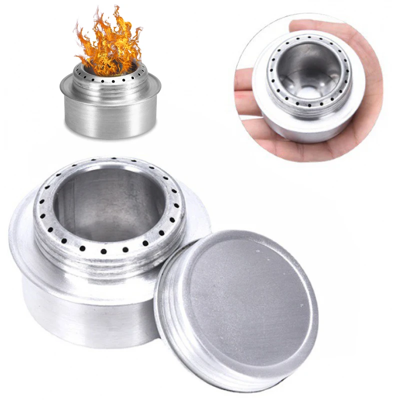 Portable Mini Aluminum Alloy Alcoho Stove with Lid Outdoor Camping Hiking Backpacking Cooking Stove Camping Alcohol Stove Burner