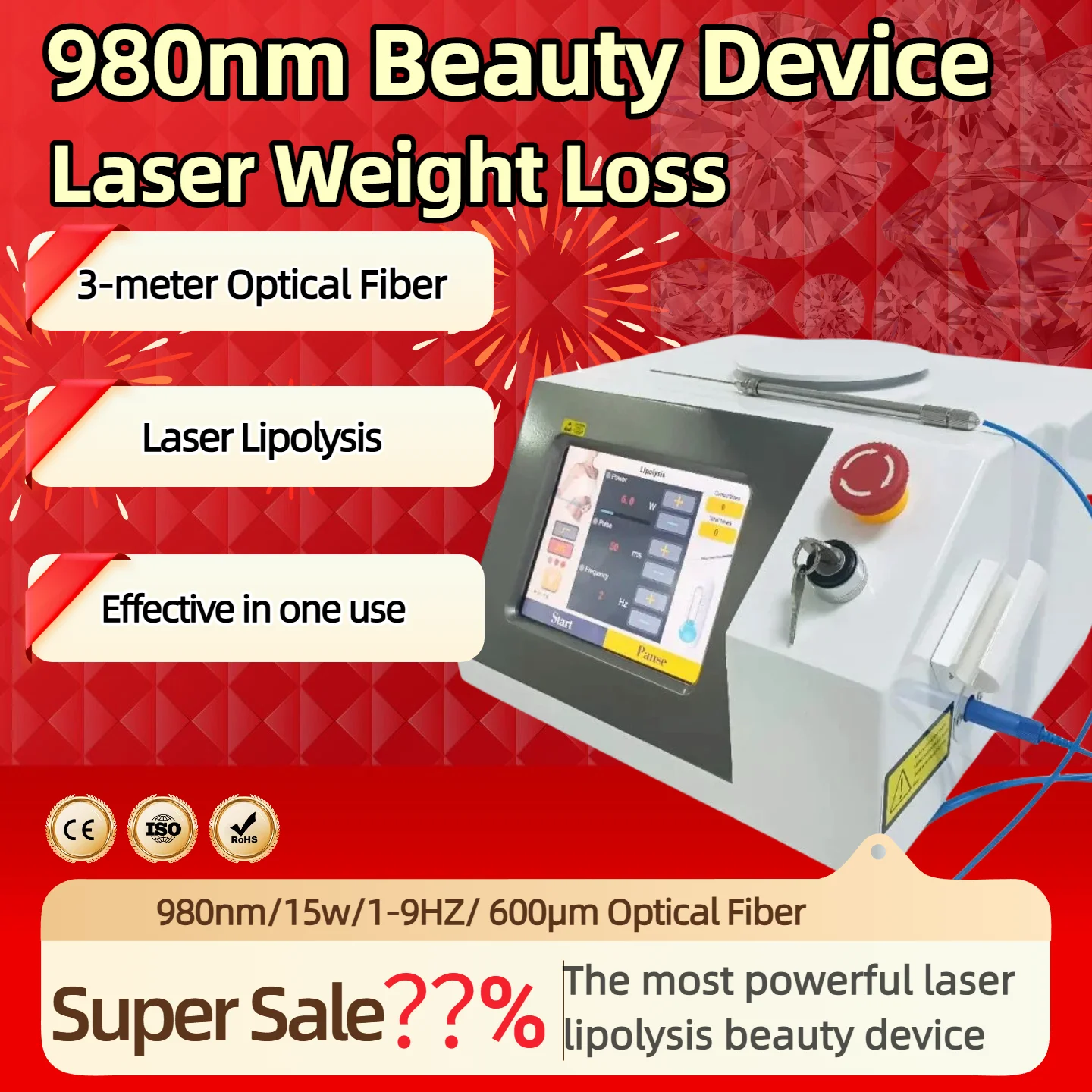 

Лазерный аппарат для похудения и липолиза 980 нм, диодный косметологический прибор для расщепления жира с оптическим волокном 600 мкм