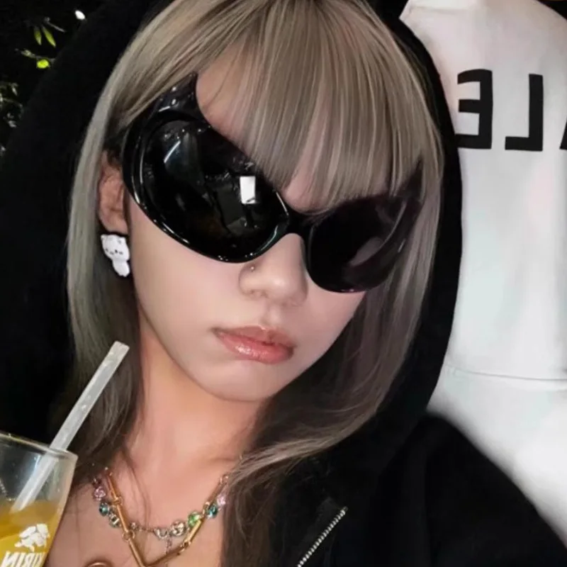 Sexy Y2K Cat Eye Sunglasses Women Vintage Luxury Brand Design Fashion Punk Sun Glasses Men Half Frame Halloween Funny Shades image 2